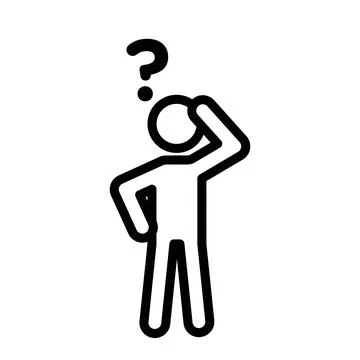 Confusing man icon linear logo mark in black and white Stock Illustration