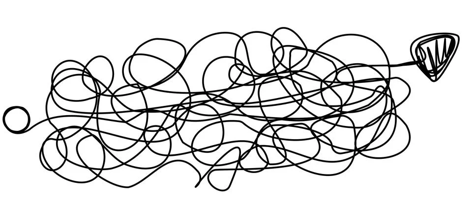 Confusing movement from point A to point B. Stock Illustration