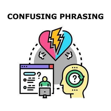 Confusing phrasing causing misunderstanding and communication breakdown Stock Illustration