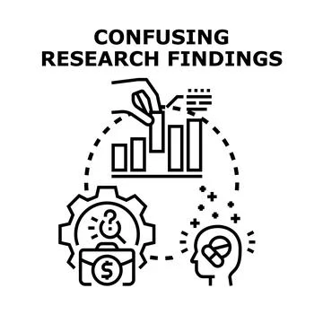 Confusing research findings with data and solutions Stock Illustration