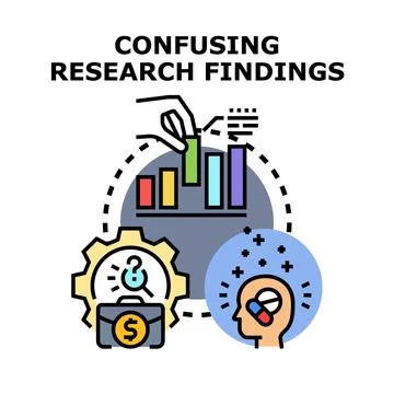 Confusing research findings with data and solutions Stock Illustration