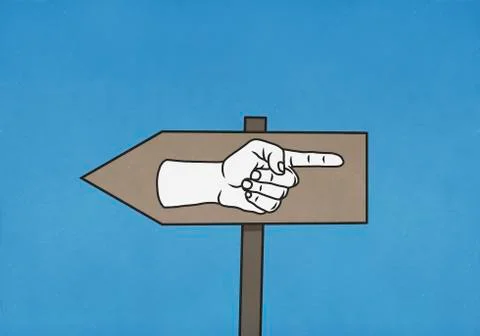 Confusing sign pointing in both directions Stock Illustration