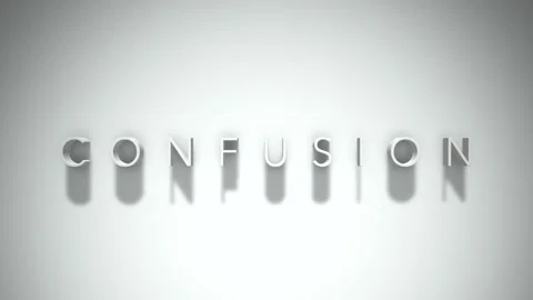 Confusion 3D title animation with shadows on a white background Stock Footage 297801782