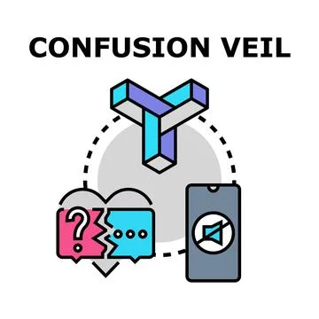 Confusion veil causing communication breakdown and misunderstanding Stock Illustration