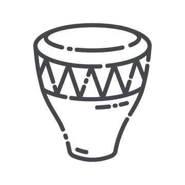 Conga drum Line icon. Djembe Musical percussion instrument icon Stock Illustration