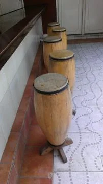 Conga drums stool 스톡 사진