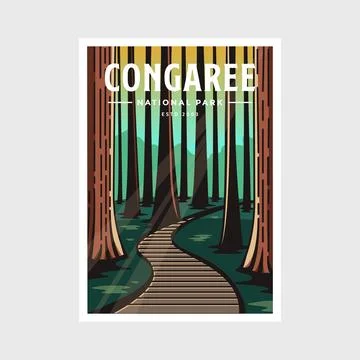 Congaree National Park poster vector illustration design Stock Illustration
