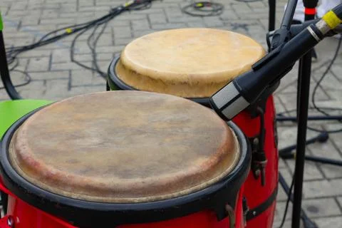 Congas bongo percussion for concert Stock Photos