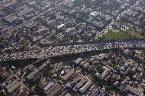 Congested la freeway aerial Stock Photos