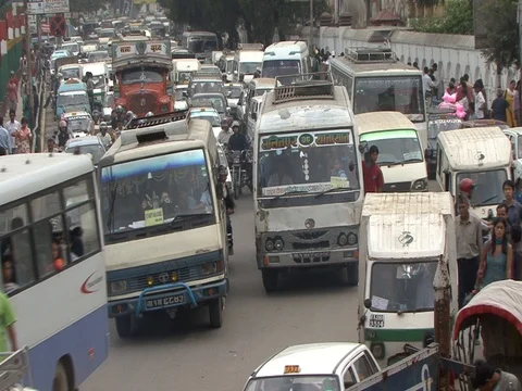 Congested oncoming traffic in Nepal Stock Footage 86748719