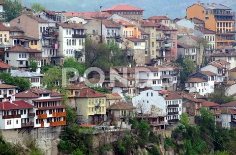 Congested residential district of veliko tarnovo Stock Photos