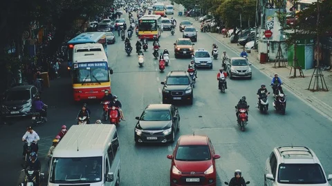 Congested Road In Hanoi, Busy Rush Hour, Infrastructure, Transportation, Vietnam Stock Footage 103310951