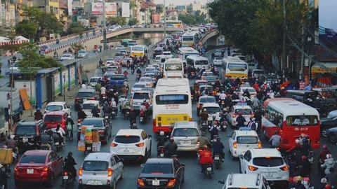 Congested Road In Hanoi, Busy Rush Hour, Infrastructure, Transportation, Vietnam Stock Footage 103312520