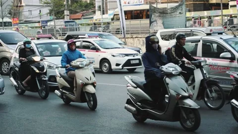 Congested Road In Hanoi, Busy Rush Hour, Infrastructure, Transportation, Vietnam 스톡 동영상 132177891