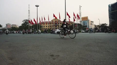 Congested Road In Hue, Busy Rush Hour, Infrastructure, Transportation, Vietnam Stock Footage 132157683