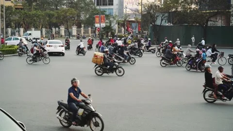 Congested Road In Hue, Busy Rush Hour, Infrastructure, Transportation, Vietnam Stock Footage 132180550