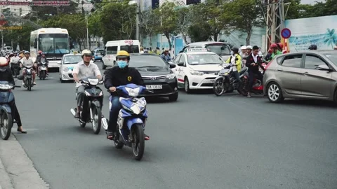 Congested Road In Nha Trang, Busy Rush Hour, Infrastructure, Transportation 스톡 동영상 132180298