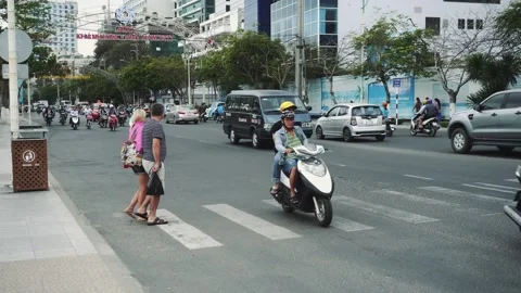 Congested Road In Nha Trang, Busy Rush Hour, Infrastructure, Transportation Stock-Footage 132186764