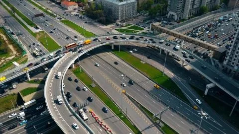 Congested street traffic at the rush hour in Moscow, Russia Stock Photos