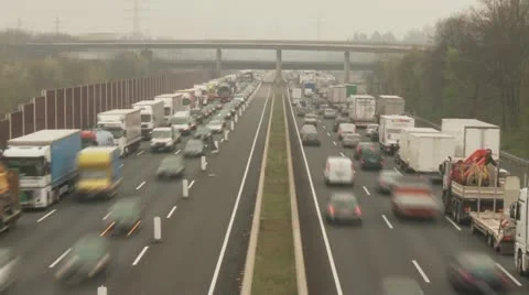 Congestion on a big highway, Germany Stock Footage 10868959
