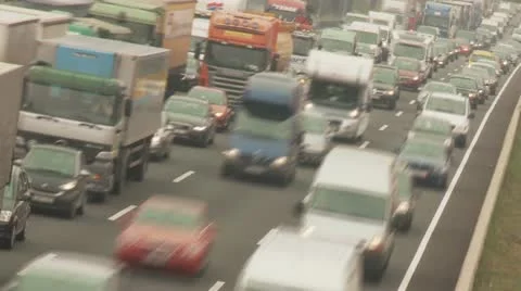 Congestion on a cloudy day on a Highway, Germany Stock Footage 10868967