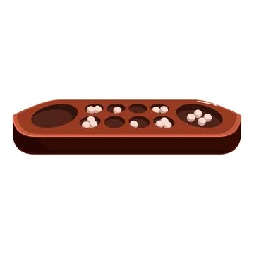 Congkak board game showing marbles in designated holes Stock Illustration