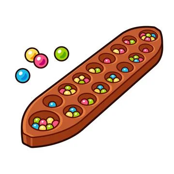 Congkak mancala game drawing Stock Illustration