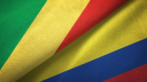 Congo and Colombia two flags textile cloth, fabric texture Stock-Illustration