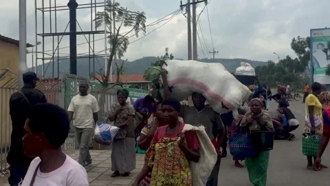Congo and Rwanda border is a place where trade Video stock 145795152