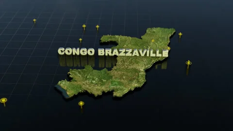 Congo Brazzaville 3D Map With Animation Stock Footage 313391843