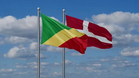 Congo Brazzaville and Denmark flags Stock-Footage 287620232