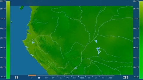 Congo Brazzaville - minimum temperature, raw data Stock Footage 92157688