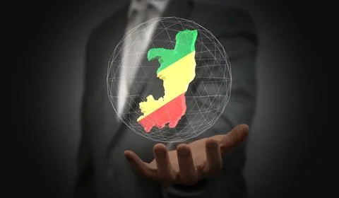 Congo - country shape and flag - 3D illustration Stockillustratie