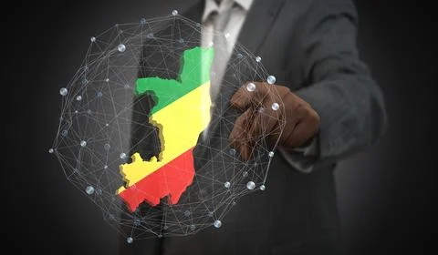 Congo - country shape and flag - 3D illustration Stock Illustration