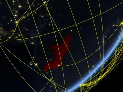 Congo on dark Earth with network Stock Illustration