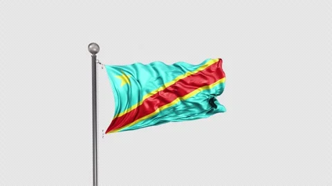 Congo democratic Flag  Animation Loop Include Alpha 3D Rendering Stock Footage 283119718