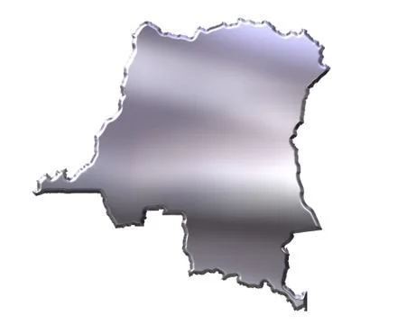 Congo Democratic Republic of 3D Silver Map Stock Illustration
