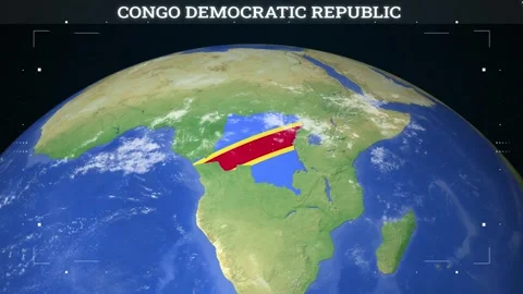 Congo Democratic Republic  Map from Earth with Flag Stock Footage 341453983