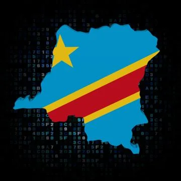 Congo Democratic Republic map flag on hex code illustration Stock Illustration