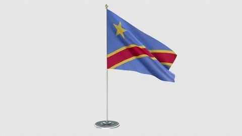 Congo Democratic Republic of the  Small Flag Pole Loops With Alpha 스톡 동영상 162338509