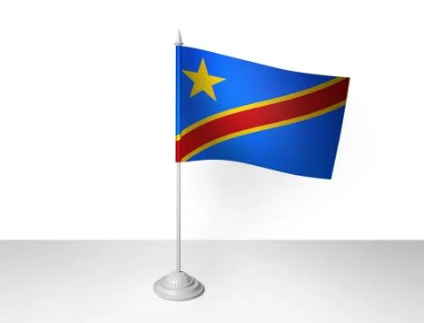 Congo desk flag waving 3D rendering isolated white background Stock Illustration