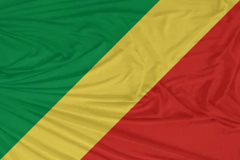 Congo Detailed Weave Textures on Wind Blown Flag Stock Photos