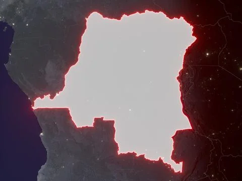 Congo DRC highlighted on night map Illustrazione stock