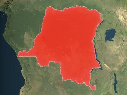 Congo DRC highlighted on realistic map Illustrazione stock