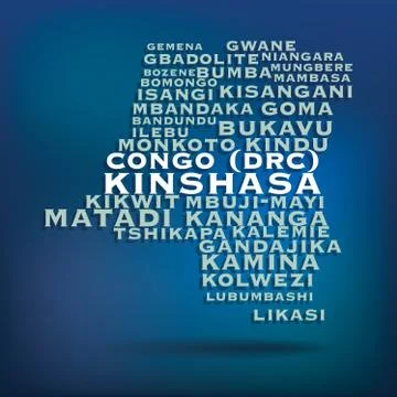 Congo (drc) map made with name of cities Illustrazione stock