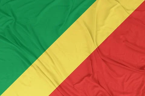 Congo Dynamic Flag Motion with Intense Wind Waves Stock Photos