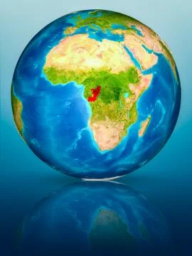 Congo on Earth on reflective surface Stock Illustration
