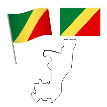 Congo flag and map Stock Illustration