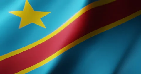 CONGO Flag Animation,  DEMOCRATIC REPUBLIC OF THE CONGO National Background Colo Stock Footage 167079082
