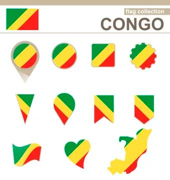 Congo Flag Collection Stock Illustration